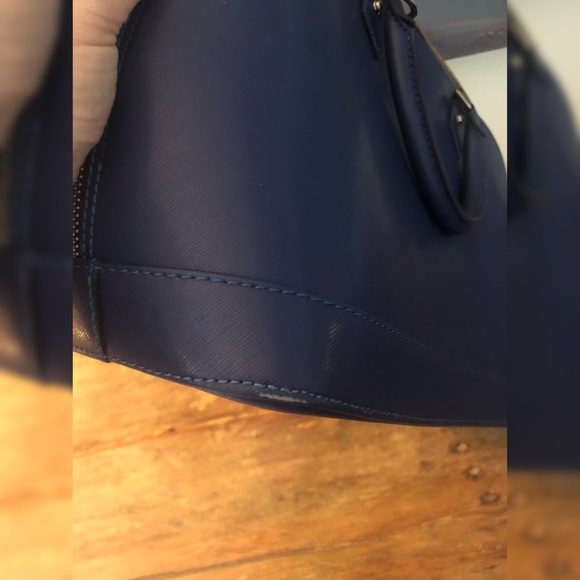 Pulcati Blue Structured Saffiano Leather Satchel